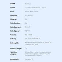 gps tracker -  Baseus T2 Pro Smart Device Tracker  (baltas) - 6 nuotrauka
