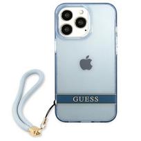ausines apple 2 pro - Apple iPhone 13 Pro Guess dėklas Translucent Stap (GUHCP13LHTSGSB) mėlynos spalvos - 6 nuotrauka