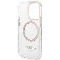 apple iphone 14 pro max - Apple iPhone 14 Pro Max Guess Dėklas Metal Outline Magsafe (GUHMP14XHTRMD) aukso spalvos - 3 nuotrauka