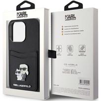 korteliu deklas apple - Karl Lagerfeld "Saffiano Cardslot Karl & Choupette Metal Pin iPhone 15 Pro" Black - 2 nuotrauka