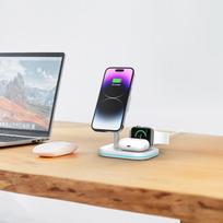 wireless magsafe charger - Tech-Protect QI15W-A27 3in1 Magnetinis Belaidis Įkroviklis MagSafe Baltas (White) - 2 nuotrauka