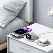 apple watch 1 - Tech-Protect QI15W-A32 3in1 Magnetic MagSafe Wireless Charger Pilkas (Grey) - 4 nuotrauka