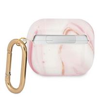 ausines rozines - Guess GUA3UNMP Marble case for Airpods 3 Pink - 3 nuotrauka