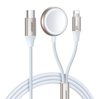 5w usb pakrovejas - Joyroom S-IW012 Greito įkrovimo magnetinis įkroviklis 2-in-1 30W 1.5 m (Balta - White) - 2 nuotrauka