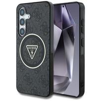 telefonas mygtukai - Guess "4G Glitter Triangle Buttons MagSafe Case Galaxy S25" Black - 2 nuotrauka