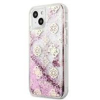 dekliukas iphone 13 mini - Guess "Peony Liquid Glitter iPhone 13 mini" Pink - 4 nuotrauka