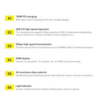 baseus hdmi usb c hub rj45 - Baseus USB HUB 1x RJ-45 1x USB-C + 3x USB-A 3.0 (BSU3032) - 7 nuotrauka