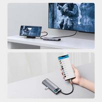 baseus hdmi usb c hub rj45 - Baseus USB HUB 1x RJ-45 1x USB-C + 3x USB-A 3.0 (BSU3032) - 10 nuotrauka