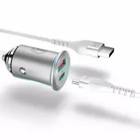 car charger pd - Automobilinis įkroviklis 3MK HyperCar, USB/USB Type-C, sidabro, 30 W - 2 nuotrauka