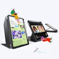 ipad 11 air - ESR "Flip Hybrid Case for iPad Air 10.9" (2020-2022) / 11" (2024-2025) Juodas (Black) - 7 nuotrauka