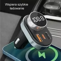 fm moduliatorius - AWEI C-843 FM siųstuvas su laisvų rankų įranga, Bluetooth 5.0, MP3, 1xUSB + 1xUSB-C, Juodas (Black) - 4 nuotrauka