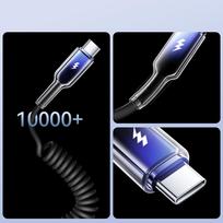 usb c kabelis - Joyroom S-A43 Crystal-Clear Series USB-A - USB-C spiralinis kabelis 1,5 m Juodas (Black) - 3 nuotrauka