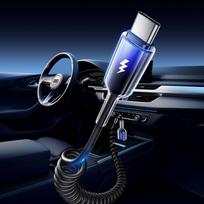 usb c kabelis - Joyroom S-A43 Crystal-Clear Series USB-A - USB-C spiralinis kabelis 1,5 m Juodas (Black) - 7 nuotrauka