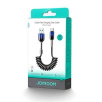 usb c kabelis - Joyroom S-A43 Crystal-Clear Series USB-A - USB-C spiralinis kabelis 1,5 m Juodas (Black) - 8 nuotrauka