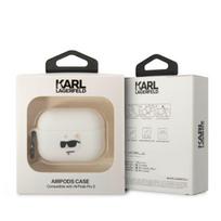 airpods pro 2 case - Karl Lagerfeld "3D Logo NFT Choupette Cat Head Silicone Case for Airpods Pro 2" White - 2 nuotrauka