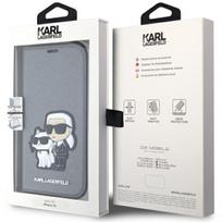 iphone 13 telefono deklas karl lagerfeld - Karl Lagerfeld "Saffiano Karl & Choupette Book Case iPhone 14" Silver - 2 nuotrauka