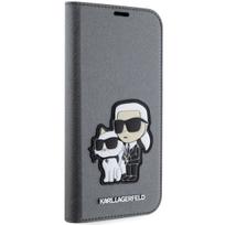 iphone 13 telefono deklas karl lagerfeld - Karl Lagerfeld "Saffiano Karl & Choupette Book Case iPhone 14" Silver - 4 nuotrauka