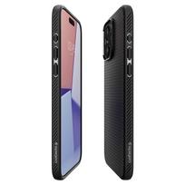 iphone telefonai - Spigen "Liquid Air iPhone 15 Pro" Matte Black - 8 nuotrauka