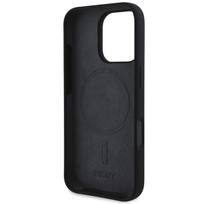 iphone 16 pro apple silicone deklas - Dkny "Silicone White Printed Logo MagSafe Case iPhone 16 Pro" Black - 3 nuotrauka