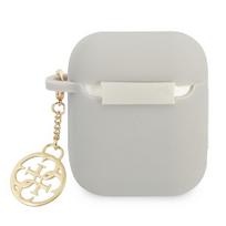 airpods deklas silikoninis - Guess 4G Charms Silicone Case for Airpods 1/ 2 Gray - 3 nuotrauka