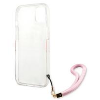 dekliukas iphone 13 mini - Guess "GUHCP13SKCABPI Camo Strap Hard Case iPhone 13 Mini" Pink - 3 nuotrauka