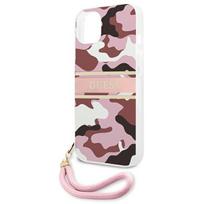 dekliukas iphone 13 mini - Guess "GUHCP13SKCABPI Camo Strap Hard Case iPhone 13 Mini" Pink - 4 nuotrauka