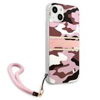 dekliukas iphone 13 mini - Guess "GUHCP13SKCABPI Camo Strap Hard Case iPhone 13 Mini" Pink - 5 nuotrauka