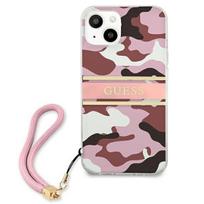 dekliukas iphone 13 mini - Guess "GUHCP13SKCABPI Camo Strap Hard Case iPhone 13 Mini" Pink - 6 nuotrauka