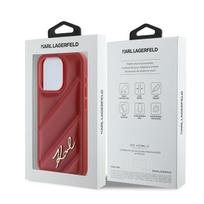 telefono deklas karl lagerfeld - Karl Lagerfeld Diagonal Quilted Script case for iPhone 15 Pro - red - 2 nuotrauka