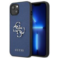 iphone 13 mini deklas - Guess "GUHCP13SSA4GSBL Saffiano 4G Metal Logo Case iPhone 13 Mini" Blue - 2 nuotrauka