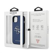 iphone 13 mini deklas - Guess "GUHCP13SSA4GSBL Saffiano 4G Metal Logo Case iPhone 13 Mini" Blue - 3 nuotrauka