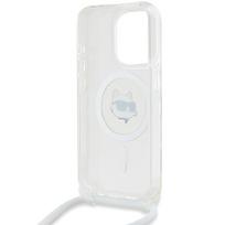 telefono deklas iphone 14 pro max - Karl Lagerfeld iPhone 14 Pro Max IML Choupette Head & Cord MagSafe dėklas - Skaidrus (Transparent) - 3 nuotrauka