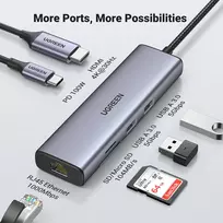 usb 2.0 to hdmi adapter - Ugreen, USB-C to 2x USB 3.0, HDMI, RJ45 - 2 nuotrauka