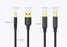 usb a type to usb b - Ugreen US135 USB 2.0 A Male to USB 2.0 B Male - 4 nuotrauka