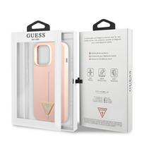 telefonu deklai iphone silikoniniai - Guess "Silicone Line Triangle Case iPhone 13 Pro" Pink - 2 nuotrauka