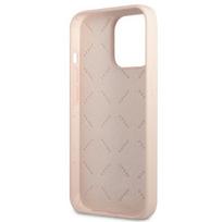 telefonu deklai iphone silikoniniai - Guess "Silicone Line Triangle Case iPhone 13 Pro" Pink - 3 nuotrauka