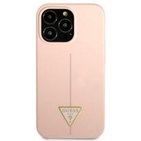 telefonu deklai iphone silikoniniai - Guess "Silicone Line Triangle Case iPhone 13 Pro" Pink - 4 nuotrauka