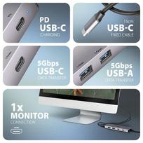 usb 3 gen 2 c cable - AXAGON HMC-5H60 USB-C 5in1 Hub, 2x USB-A, 1x USB-C, HDMI 4K 60Hz, PD 100W, 15cm USB-C laidas Juodas (Black) - 3 nuotrauka