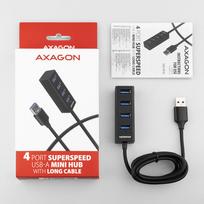 usb 2.4 a - AXAGON HUE-M1AL 4x USB 3.2 Gen 1 MINI šakotuvas, metalinis, 1,2 m USB-A laidas - 3 nuotrauka