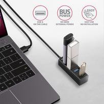 usb 2.4 a - AXAGON HUE-M1AL 4x USB 3.2 Gen 1 MINI šakotuvas, metalinis, 1,2 m USB-A laidas - 5 nuotrauka