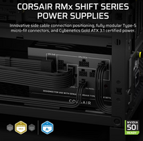 fulla - CORSAIR RMx Shift Series RM750x 750W ATX 3.1 80 PLUS GOLD Juodas (Black) - 7 nuotrauka