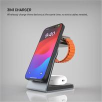 3in1 belaidis - Fixed | MagPowerstation ALU stand with wireless charging 3 in 1 | FIXMPOS-AL-GR - 2 nuotrauka