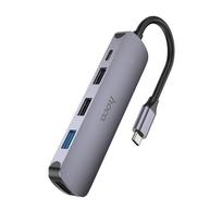 usb type c hdmi - Hoco HB27 Type-C Multi-Function Converter HDMI USB3.0 USB2.0*2 PD pilkas - 3 nuotrauka