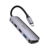usb type c hdmi - Hoco HB27 Type-C Multi-Function Converter HDMI USB3.0 USB2.0*2 PD pilkas - 5 nuotrauka