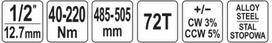 dinamometrinis raktas 1 2 - Yato YT-07676 Dinamometrinis raktas 1/2", 40-220 Nm - 2 nuotrauka