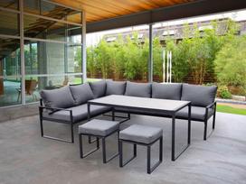 lauko baldai kampine sofa - Lauko baldų komplektas Home4you Leipzig, pilkas, 9 vietų - 2 nuotrauka