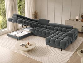 sofa lova - Eltap Kampinė sofa-lova Feraria, pilka (Gray), 202 x 358 cm x 93 cm - 4 nuotrauka