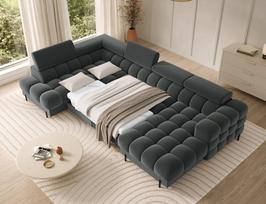 sofa lova - Eltap Kampinė sofa-lova Feraria, pilka (Gray), 202 x 358 cm x 93 cm - 5 nuotrauka