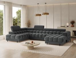 sofa lova - Eltap Kampinė sofa-lova Feraria, pilka (Gray), 202 x 358 cm x 93 cm - 6 nuotrauka