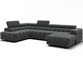 sofa lova - Eltap Kampinė sofa-lova Feraria, pilka (Gray), 202 x 358 cm x 93 cm - 7 nuotrauka